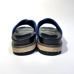 ◆L碼實物促銷◆不對稱厚底牛仔涼鞋（邊框&amp;條紋）黃麻款式&amp;橡膠MIX鞋底 第5張的照片