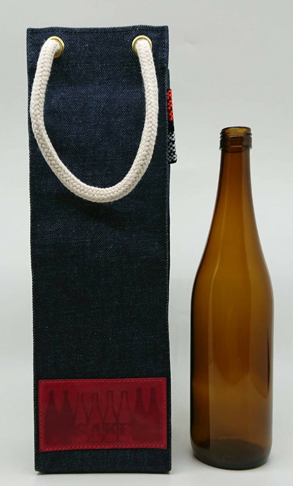 四合瓶1本用 革パッチ「SAKE」【720-革1】 3枚目の画像