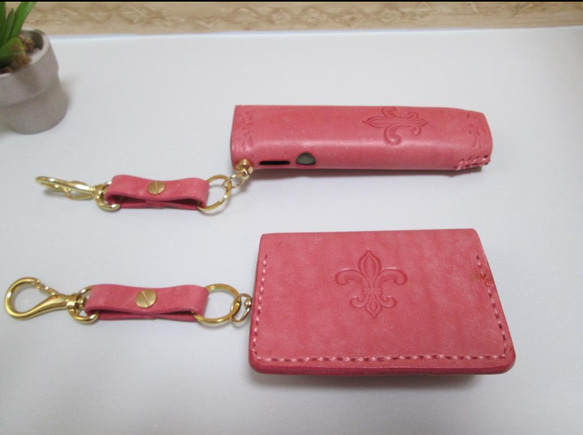 アイコスイルマワン＆タバコケース　イタリア産　ピンク 2枚目の画像