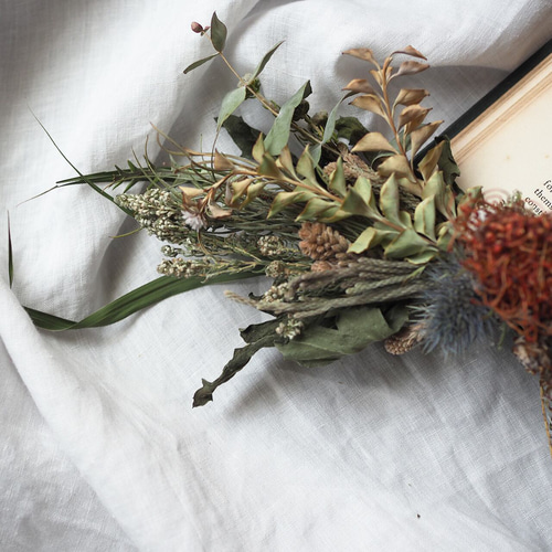 ピンクッションの横長リボンスワッグ ギフト/お祝い/プレゼント/ドライ  