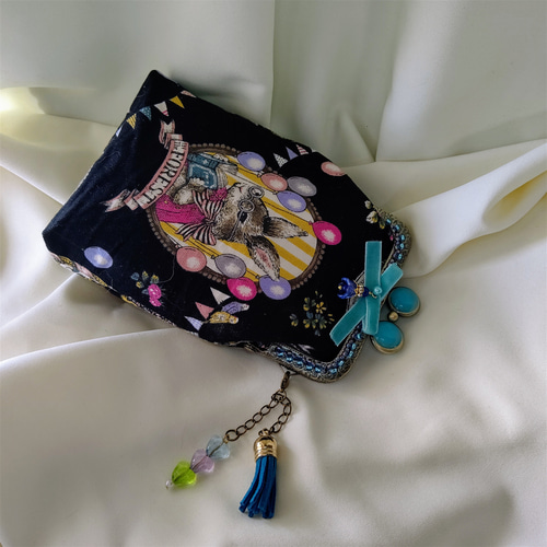 森の動物たち♪うさぎ&リス ☆がま口 タバコケース ハンドメイド 
