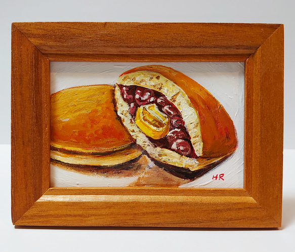 油絵 ミニ絵画【栗どら焼き】