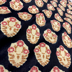 [50公分單位]黑色粉紅色花朵印度手工版畫布料紡織棉 第5張的照片