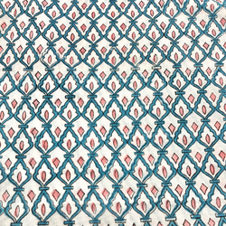 [50 公分單位] 白綠粉紅鑽石印度手工版畫織品紡織棉 第3張的照片