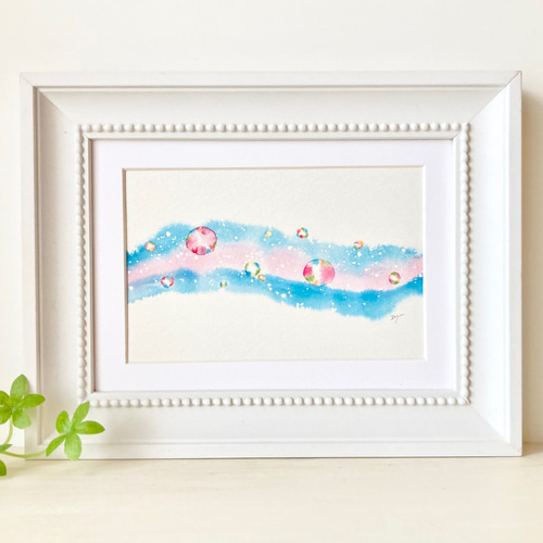 透明水彩画「さざ波」A4ポスター イラスト 海 波 夏インテリア