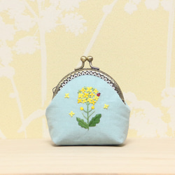 油菜花刺繡搭扣迷你小袋手工刺繡縫紉 第2張的照片