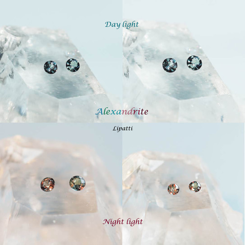 K18アレキサンドライトの2mmラウンドカット覆輪リング ～Aleksandra