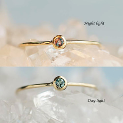 K18アレキサンドライトの2mmラウンドカット覆輪リング