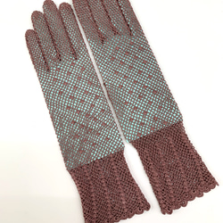シルク　絹　手編みレース手袋　手編みレースグローブ　 レースグローブ　ウエディンググローブ 2枚目の画像
