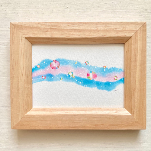 バラのささやき　額縁付き　透明水彩画 バラのささやき額縁付き透明水彩画