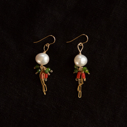 アジアカラーと真珠の耳飾り〔14kgf〕 1枚目の画像