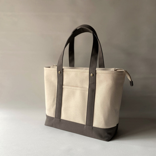 8号帆布トートバッグ(M)濃グリーン×英字(キナリ/グレー文字)ちー☆さま専用 バッグ