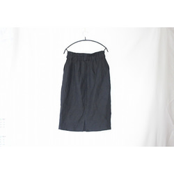S～LL　リネンタイトスカート（黒）　ウエストゴム 5枚目の画像