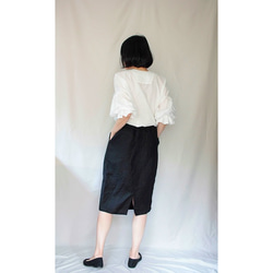 S～LL　リネンタイトスカート（黒）　ウエストゴム 2枚目の画像