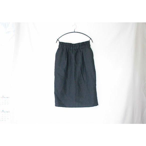 S～LL　リネンタイトスカート（黒）　ウエストゴム 6枚目の画像