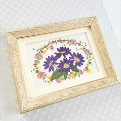押し花アート額【タテ54cm×ヨコ45cm】 薔薇 送料無料】押し花アート・植物標本風のデザインの小さなバラの