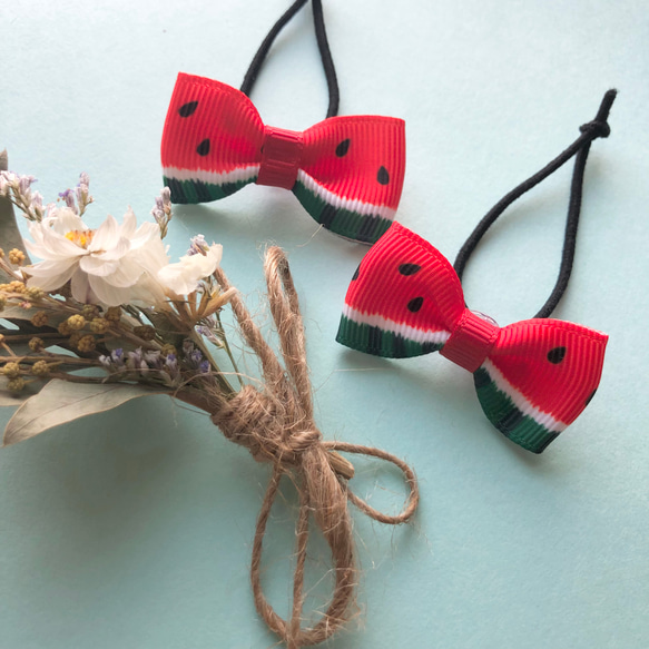 いちごリボン ベビーヘアクリップ ヘアピン ヘアゴム 苺 イチゴ リボン ヘアゴム ベビーヘアクリップ フルーツリボン 1〜3 いちごリボン