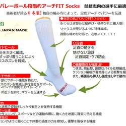 ジャンプ力　疲れ軽減　バレーボールソックス　段階的アーチソックス　ホワイト22-24　ロングタイプ 3枚目の画像