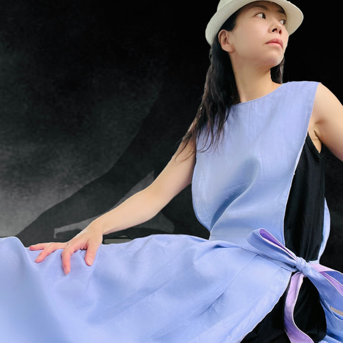 予約済み 大人のむらさき 国産リネン100% マルチなとろみエプロン