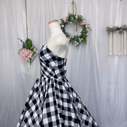 ギンガムチェック カラードレス ウェディングドレス トレーン付け　オーダーメイドドレス 二次会 前撮り 5枚目の画像
