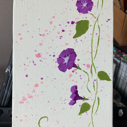 朝顔 油絵 鈴木基一の朝顔図屏風