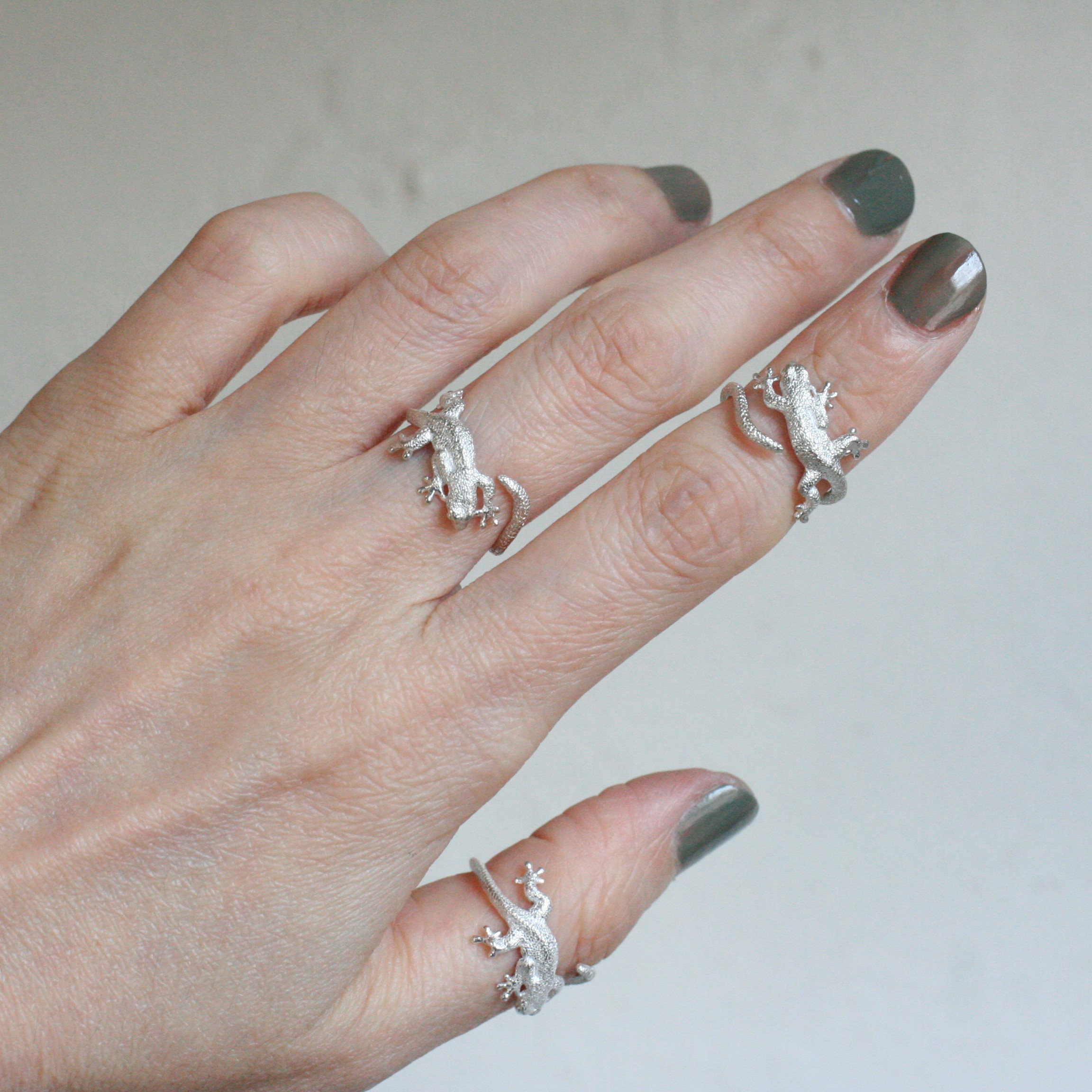 ヤモリが巻付くオープンリング SV925 【受注生産】