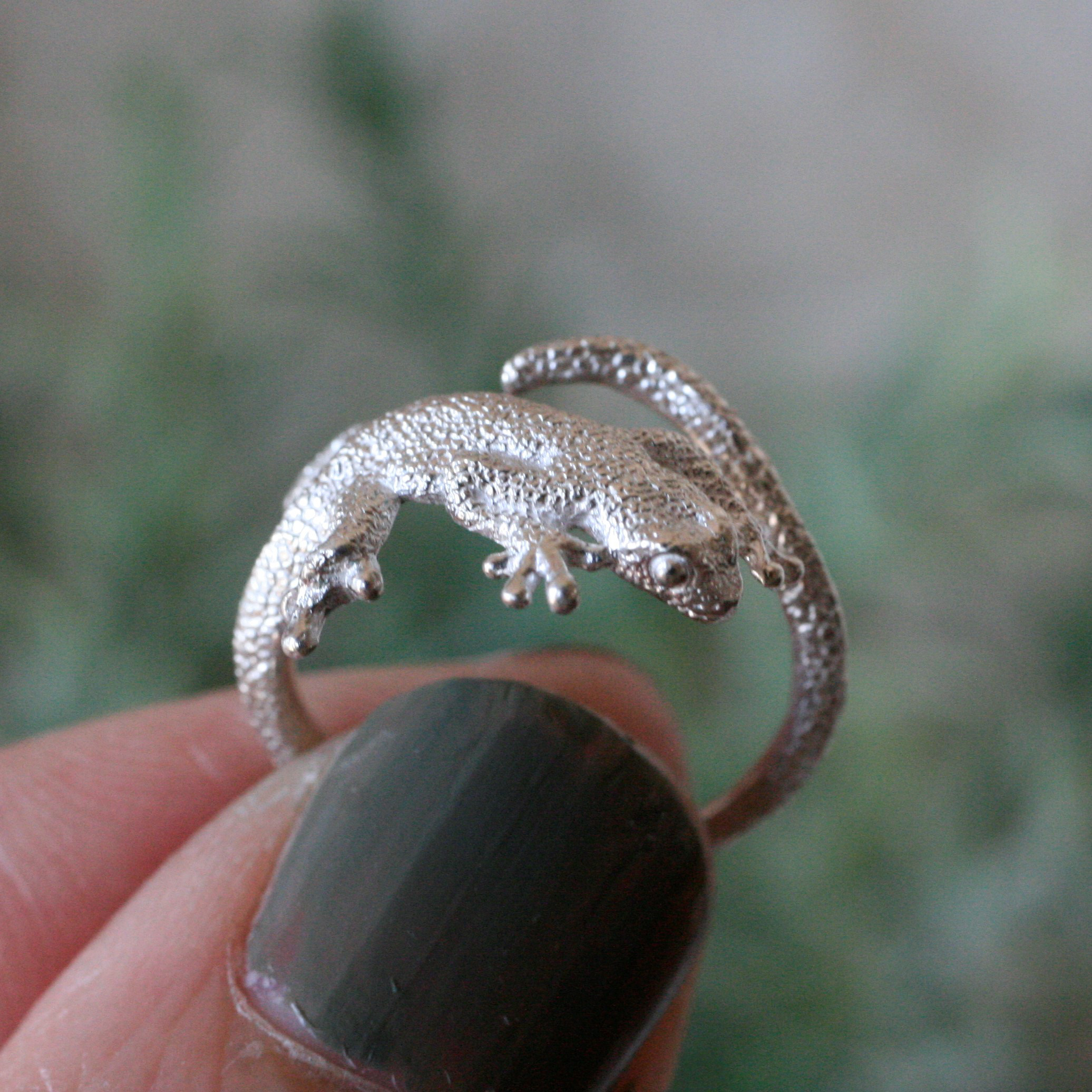 ヤモリが巻付くオープンリング SV925 【受注生産】
