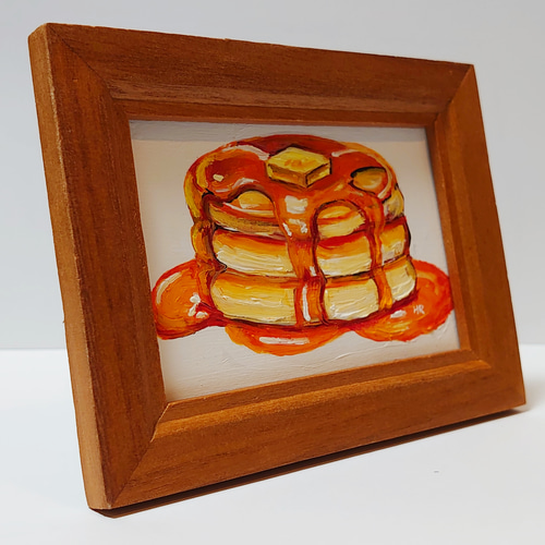 油絵 ミニ絵画 【パンケーキ】 絵画 HR 通販 14049787｜Creema(クリーマ)