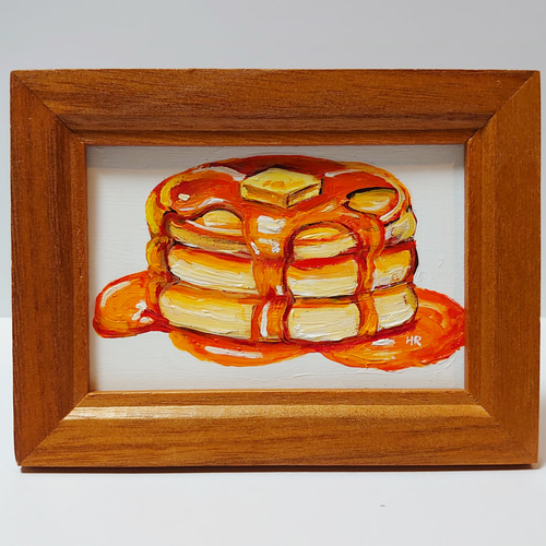 油絵 ミニ絵画 【パンケーキ】 絵画 HR 通販 14049787｜Creema(クリーマ)