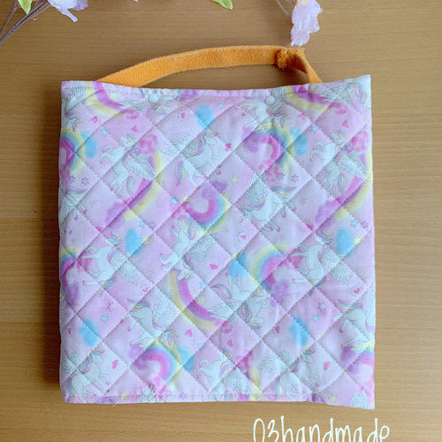 そのままかぶれる防災頭巾カバー♪ ピンク＆ユニコーン 雑貨・その他