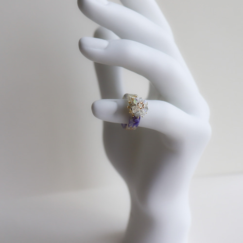 Love Romance] .036_Pinky Ring_Clear Blue_ドライフラワーレジン