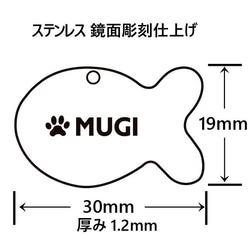 猫用 迷子札 オリジナル 両面 魚 名入れ オーダー 刻印 ペット迷子 札 1枚目の画像