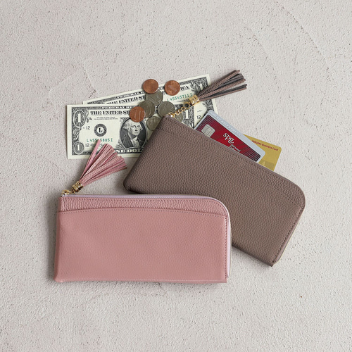 薄さ0.8cmタッセル付き財布】レディース長財布 スリム L字ファスナー