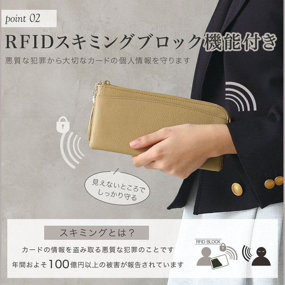 【薄さ0.8cmタッセル付き財布】レディース長財布 スリム L字ファスナー 本革 / SW3 4枚目の画像