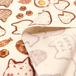オックス生地【50×110cm】 ねこのパン 猫柄 CAT BREAD 可愛い 布 ナチュラル クリーム 5枚目の画像