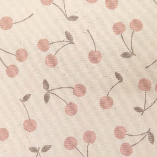 オックス生地【50×110cm】 さくらんぼ柄 フルーツ 果物 可愛い くすみ