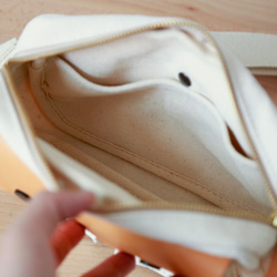 「帆布×革の組み合わせ」ボディバッグ 手作りのお出かけショルダーバッグ 9枚目の画像