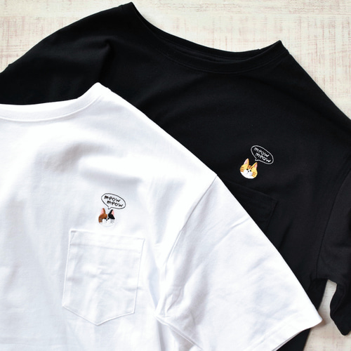 SALE】選べる猫27種！ワンポイントねこ刺繍Tシャツ 名入れ可