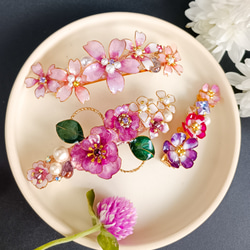 barrette　満開の桜　お花ブーケ ガラスのしずく【受注制作】 10枚目の画像