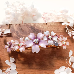 barrette　満開の桜　お花ブーケ ガラスのしずく【受注制作】 4枚目の画像