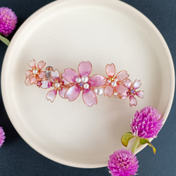 barrette　満開の桜　お花ブーケ ガラスのしずく【受注制作】 2枚目の画像