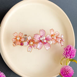 barrette　満開の桜　お花ブーケ ガラスのしずく【受注制作】 11枚目の画像