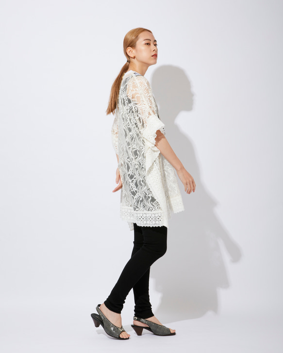 Ariosky Lace tape on Lace square Dress / white 4枚目の画像