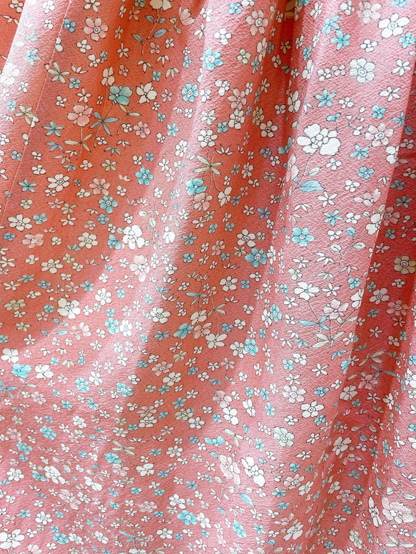 着物　スカート　ピンク　小花　和柄　和風　アップサイクル　　シルク 8枚目の画像
