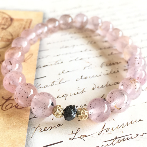 インカローズ&ガネーシュヒマール水晶ブレスレット ローズクォーツ