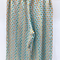 着物　パジャマ　水色　オレンジ　緑　黄緑　ドット　和柄　和風　アップサイクル　シルク　サスティナブル 5枚目の画像