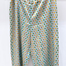 着物　パジャマ　水色　オレンジ　緑　黄緑　ドット　和柄　和風　アップサイクル　シルク　サスティナブル 4枚目の画像
