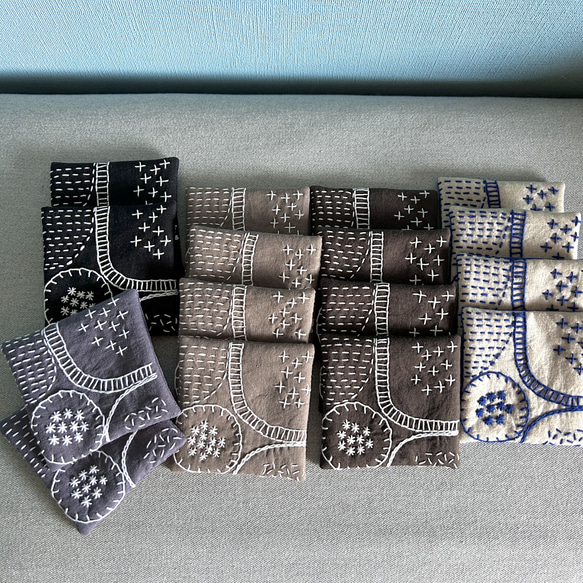 再再再販⭐︎グレー×白⭐︎北欧風刺繍コースター⭐︎刺し子 8枚目の画像