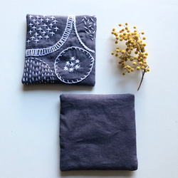 再再再販⭐︎グレー×白⭐︎北欧風刺繍コースター⭐︎刺し子 2枚目の画像