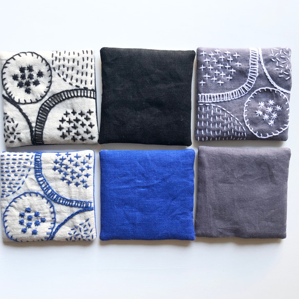 再再再販⭐︎グレー×白⭐︎北欧風刺繍コースター⭐︎刺し子 7枚目の画像